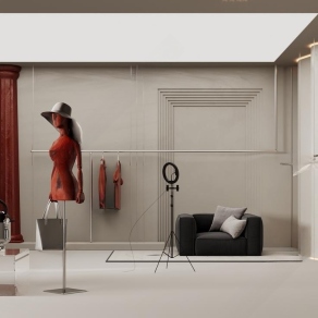 侘寂风女装服装店直播间3D模型下载